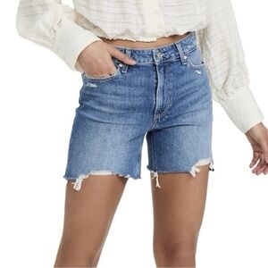 Paige Sarah Longline Denim Jean Shorts Distressed Cutoff Wome  size 31